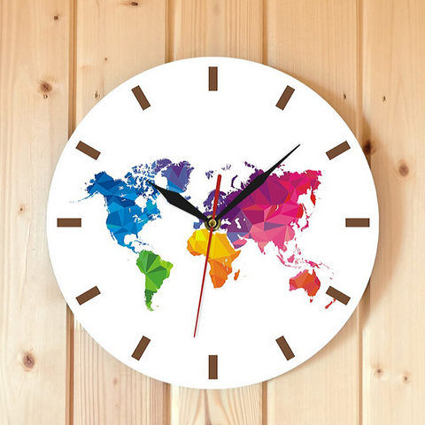 Horloge Carte Du Monde Colorée