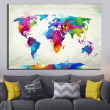Carte du monde décoration moderne colorée 