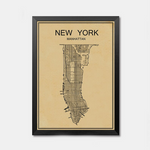 Carte Du Monde Déco New York Vintage