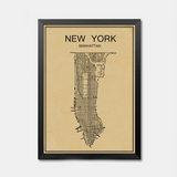 Carte Du Monde Déco New York Vintage