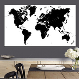 carte du monde décoration noire et blanche grand Format