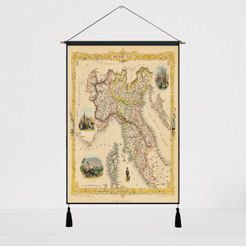 Carte du monde ancienne sur toile Italie.