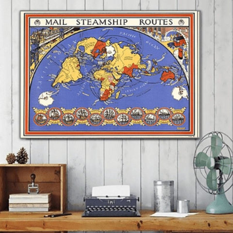 Carte du monde poster vintage