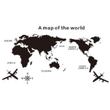 Stickers carte du monde effet miroir noir
