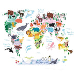 Stickers carte du monde enfant animaux