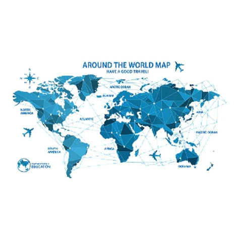 Sticker carte du monde bleu en réseau
