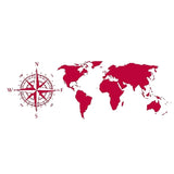 boussole carte du monde sticker rose foncé