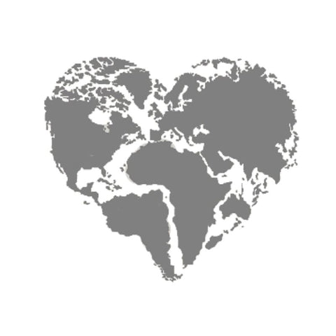 Sticker du monde en coeur gris