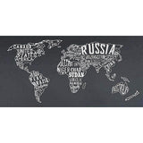 Sticker carte du monde nom des pays en blanc