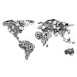 Sticker carte du monde fleurs effet 3D