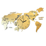 Horloge carte du monde dorée dur