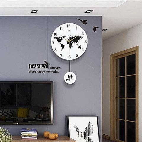 Horloge murale planisphere noir