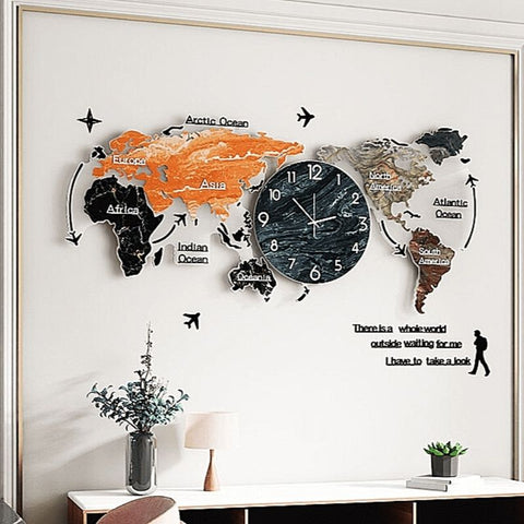 Carte du monde grande horloge