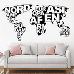 Carte du monde sticker mural nom des pays