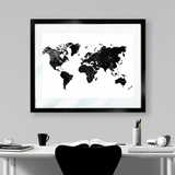 Carte du monde noir et blanc pauline décoratif.