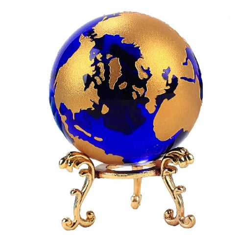 Petit globe terrestre socle en or 