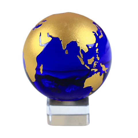 Globe bleu or en cristal