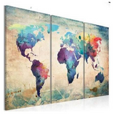 Tableau carte du monde peinture