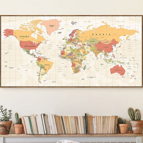 Poster carte du monde détaillé coloré
