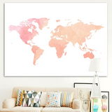 Poster carte du monde déco rose salon