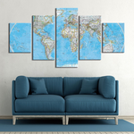 Tableau carte du monde bleu classique