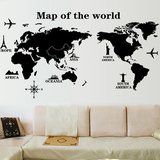 Carte du monde en stickers noir.