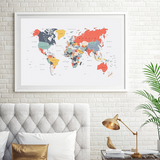 Cadre carte du monde couleur.