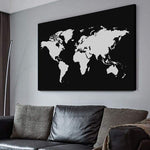 Carte du monde en tableau noir et blanc