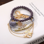 Bracelet mappemonde violet ensemble.