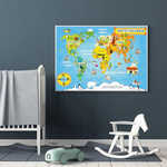 Carte du monde enfant Camille bleue.