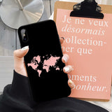 Coque Iphone Carte Du Monde Couleur Rose