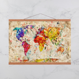 Peinture sur toile carte du monde