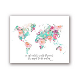 Carte du Monde Colorée Fleurie