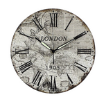 Horloge Carte Du Monde Rétro Londres Fond Blanc