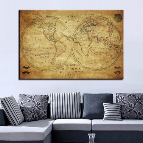 Poster Carte du Monde Vintage Voyage