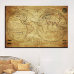 Poster Carte du Monde Vintage Voyageur