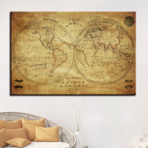 Poster Carte du Monde Vintage Voyageur