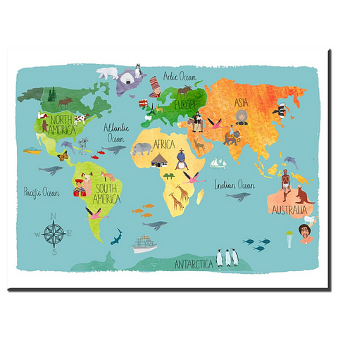 Carte du monde enfant éducatif.