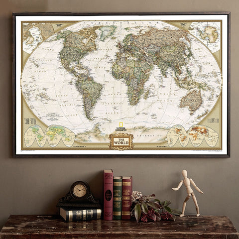 Carte du Monde Poster Vintage